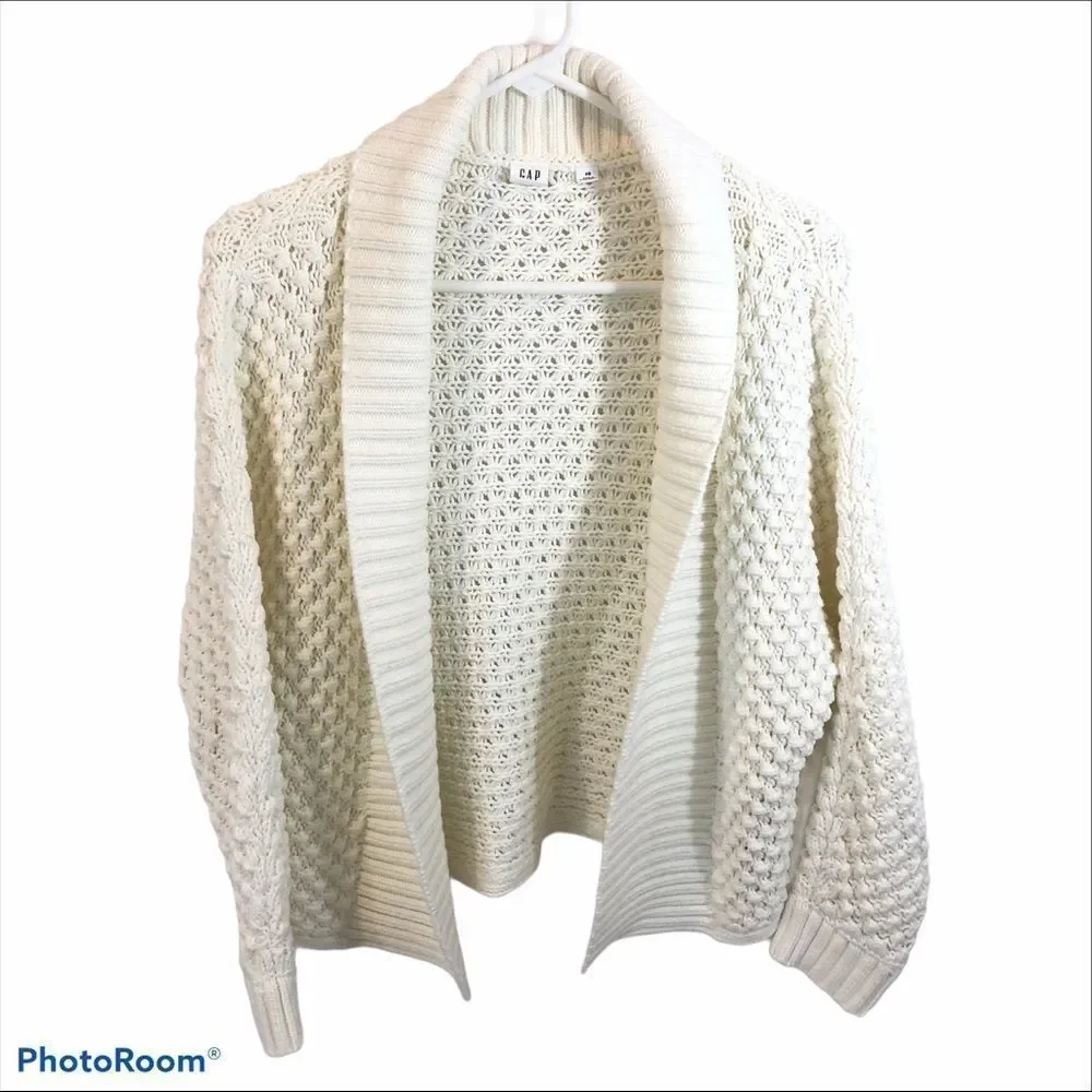 Gap Open Front Popcorn Knit Cream Colored Cardigan